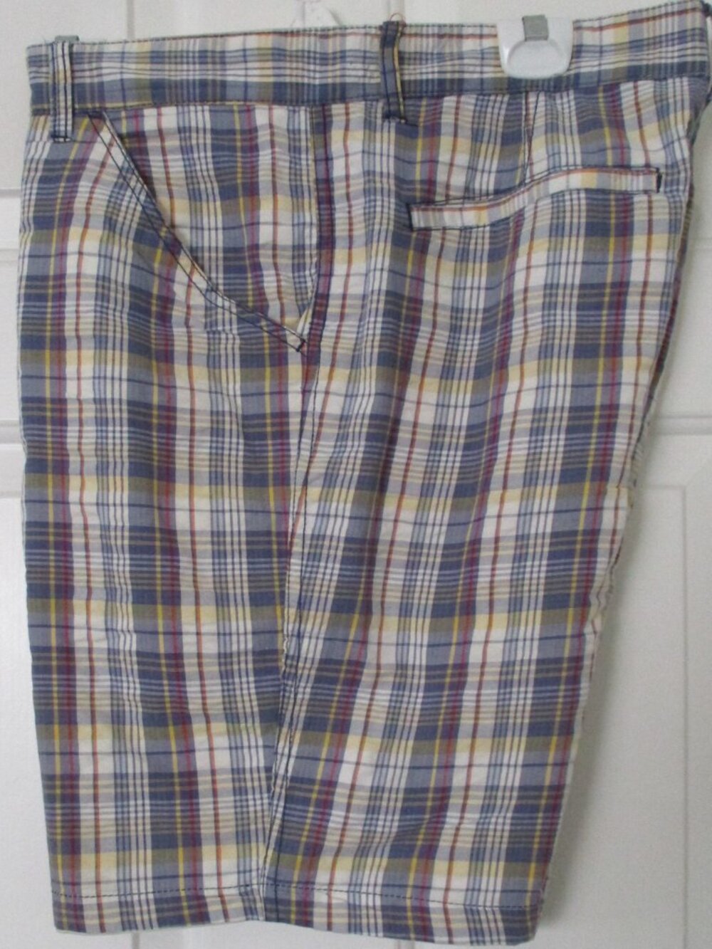 Reversible Mens Plaid/Tan Flat Front Cotton Chino Golf Short Pant NWOT- Size 34W